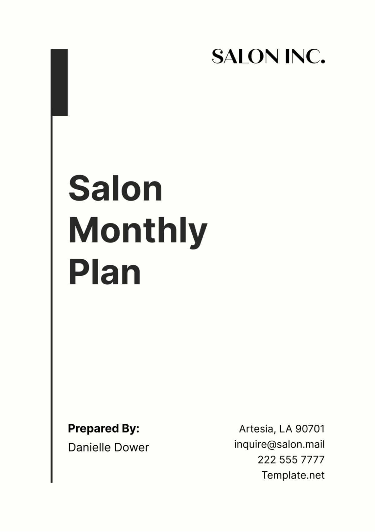 Free Salon Monthly Plan Template