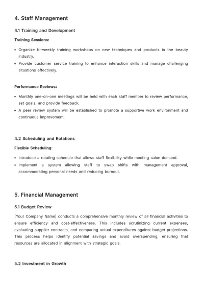 Free Salon Monthly Plan Template to Edit Online