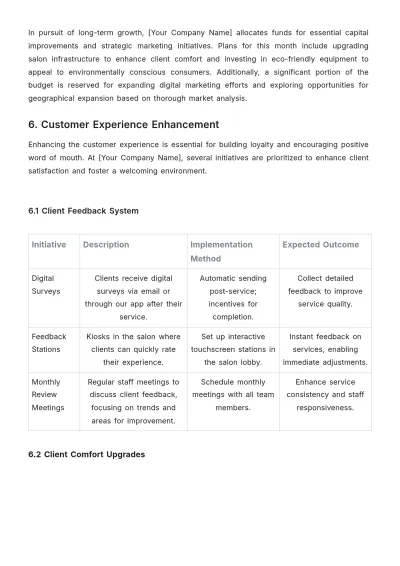 Free Salon Monthly Plan Template to Edit Online