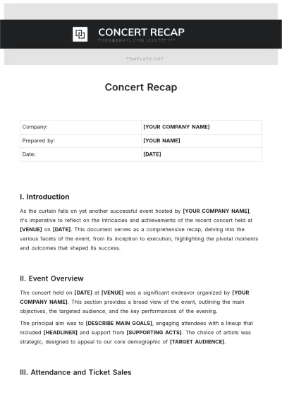 Free Concert Recap Template to Edit Online