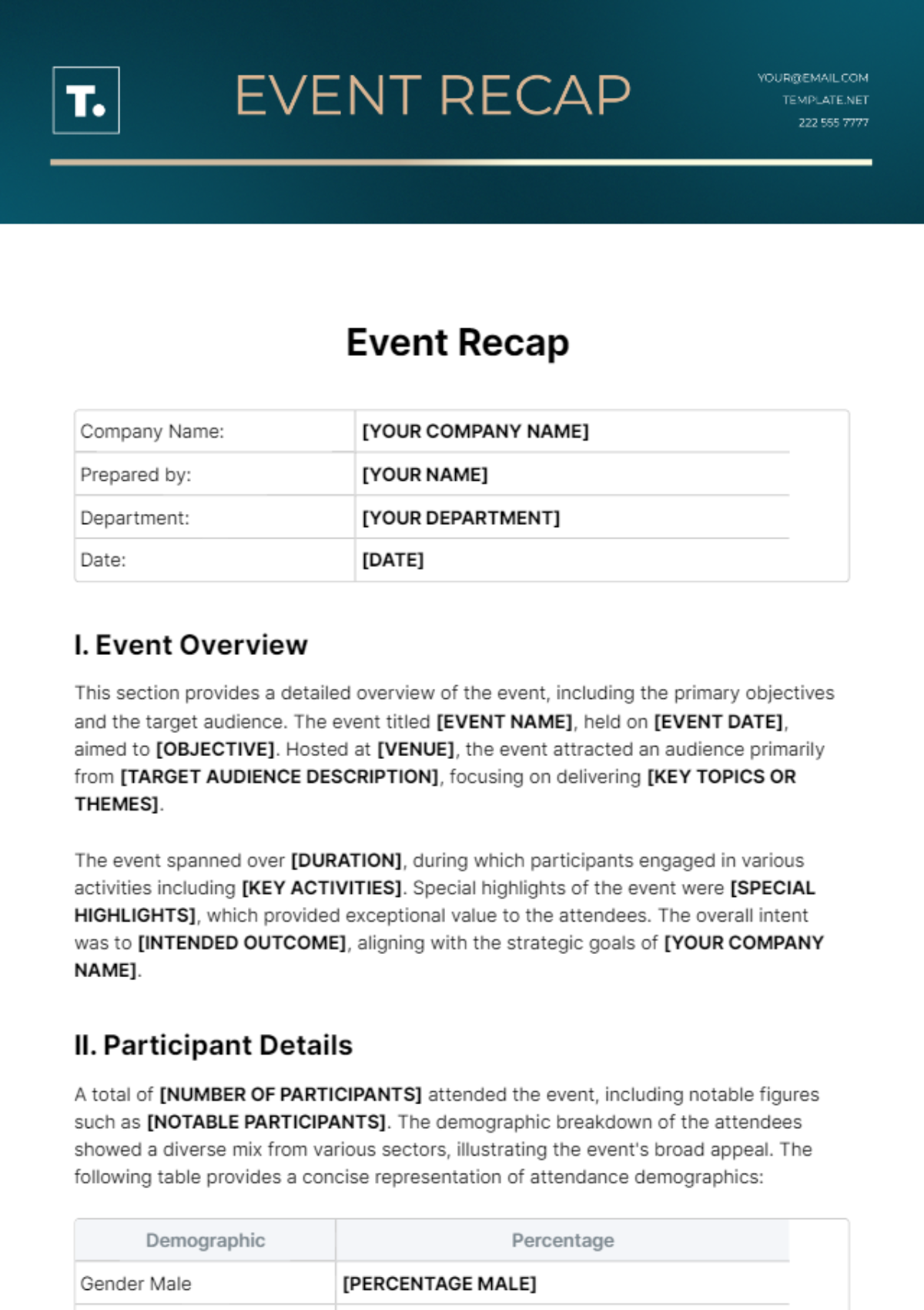 FREE Recap Templates Examples Edit Online Download Template