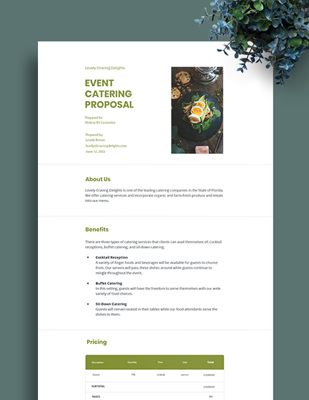 Catering Business Proposal Template - Google Docs, Word, Apple Pages ...