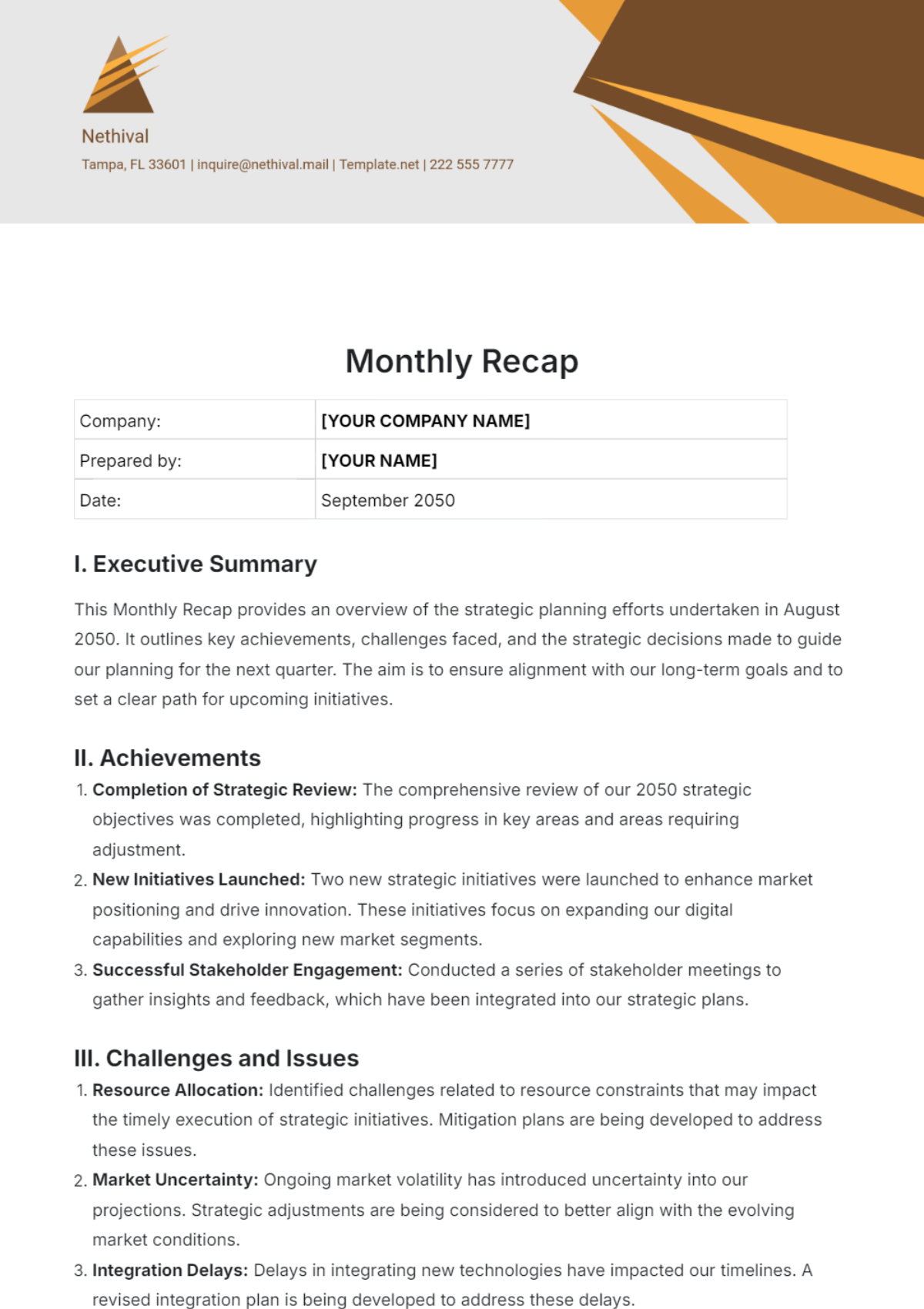 Monthly Recap Template