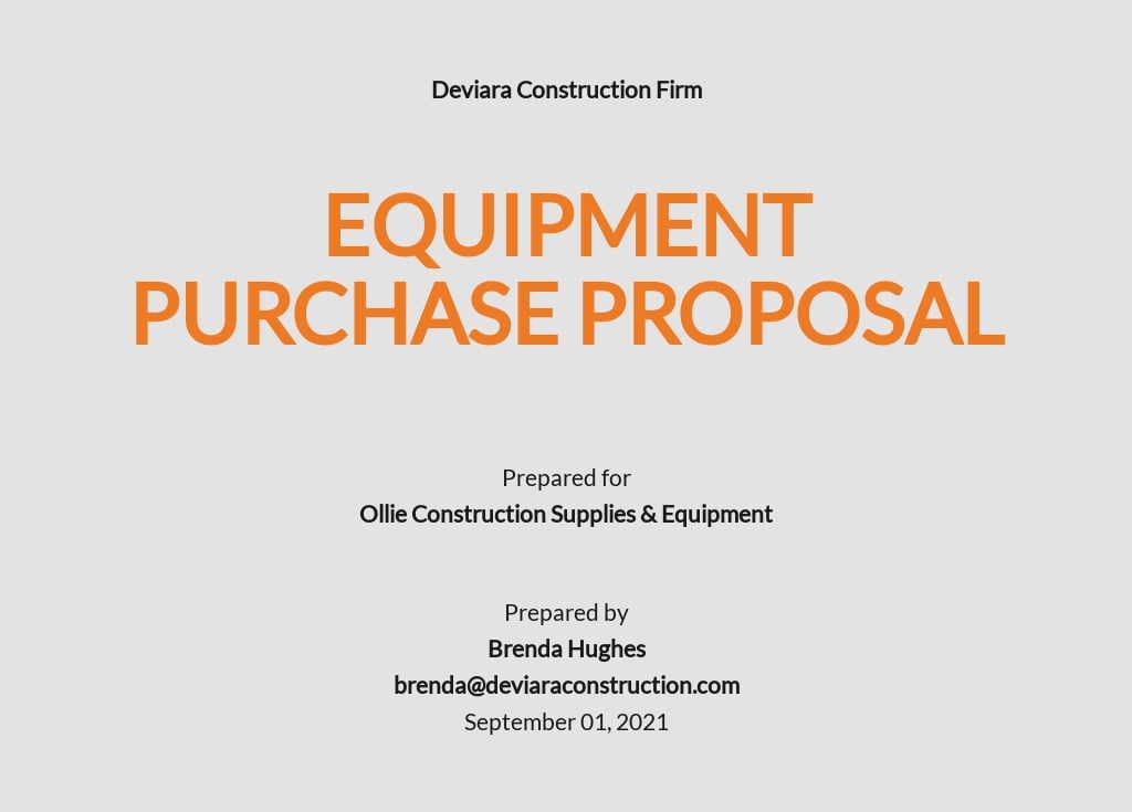 Equipment Business Proposal Template
