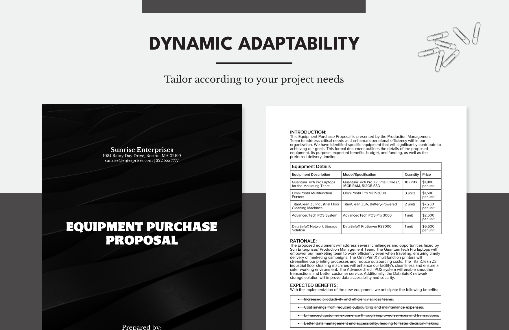 Equipment Purchase Proposal Template