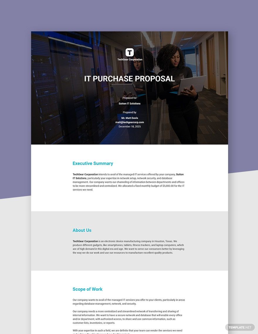 IT Purchase Proposal Template