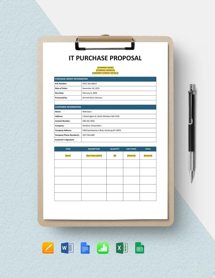 IT Purchase Proposal Template
