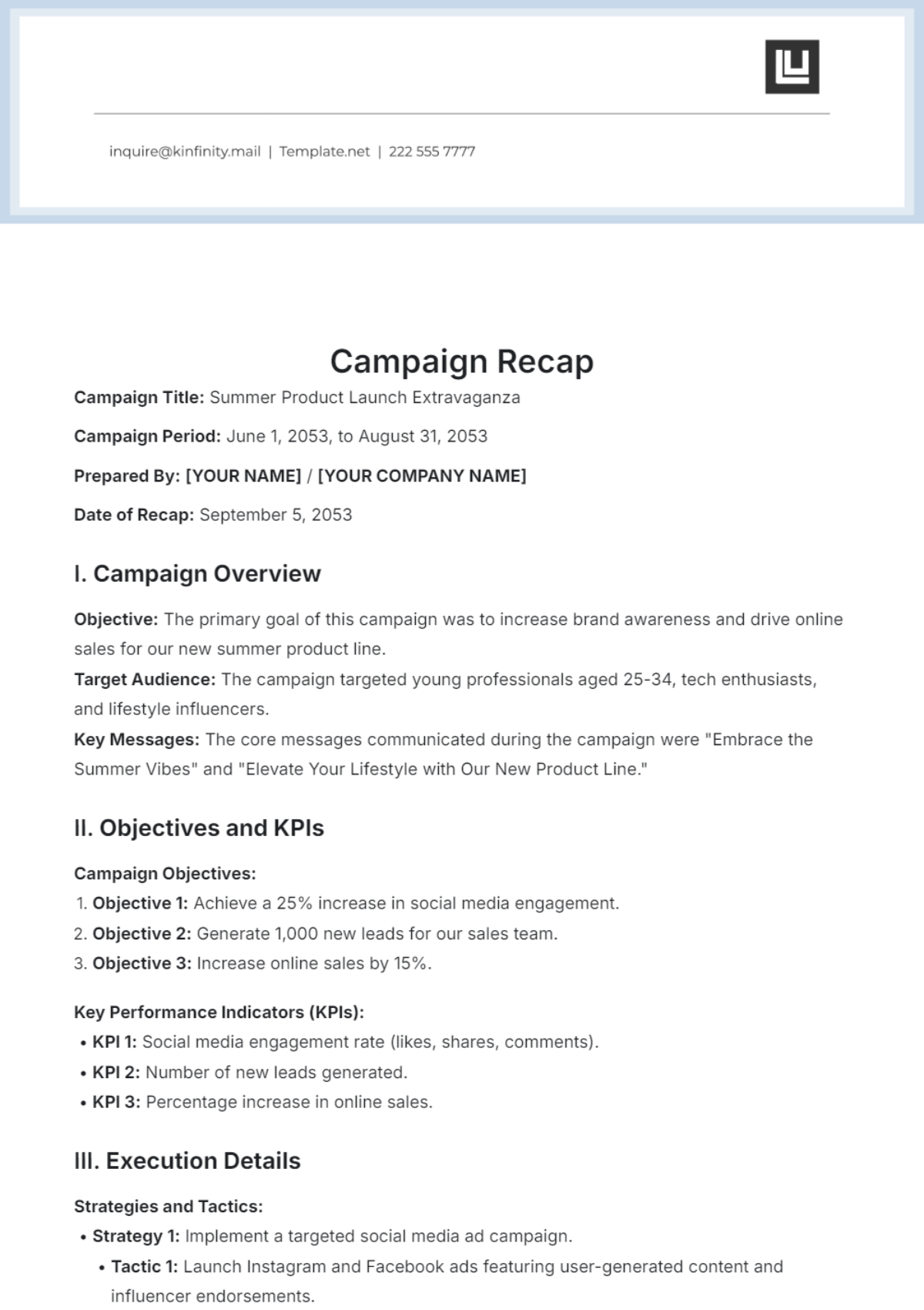 Campaign Recap Template - Edit Online & Download