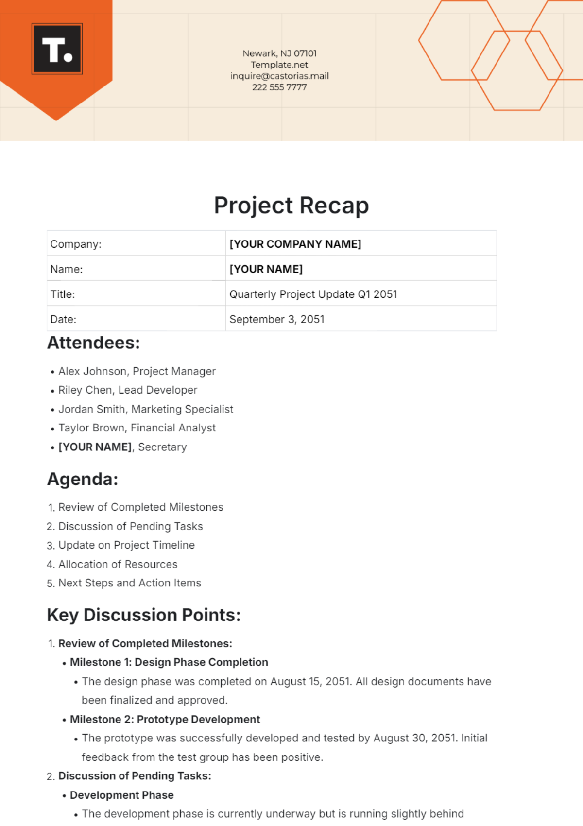 Project Recap Template