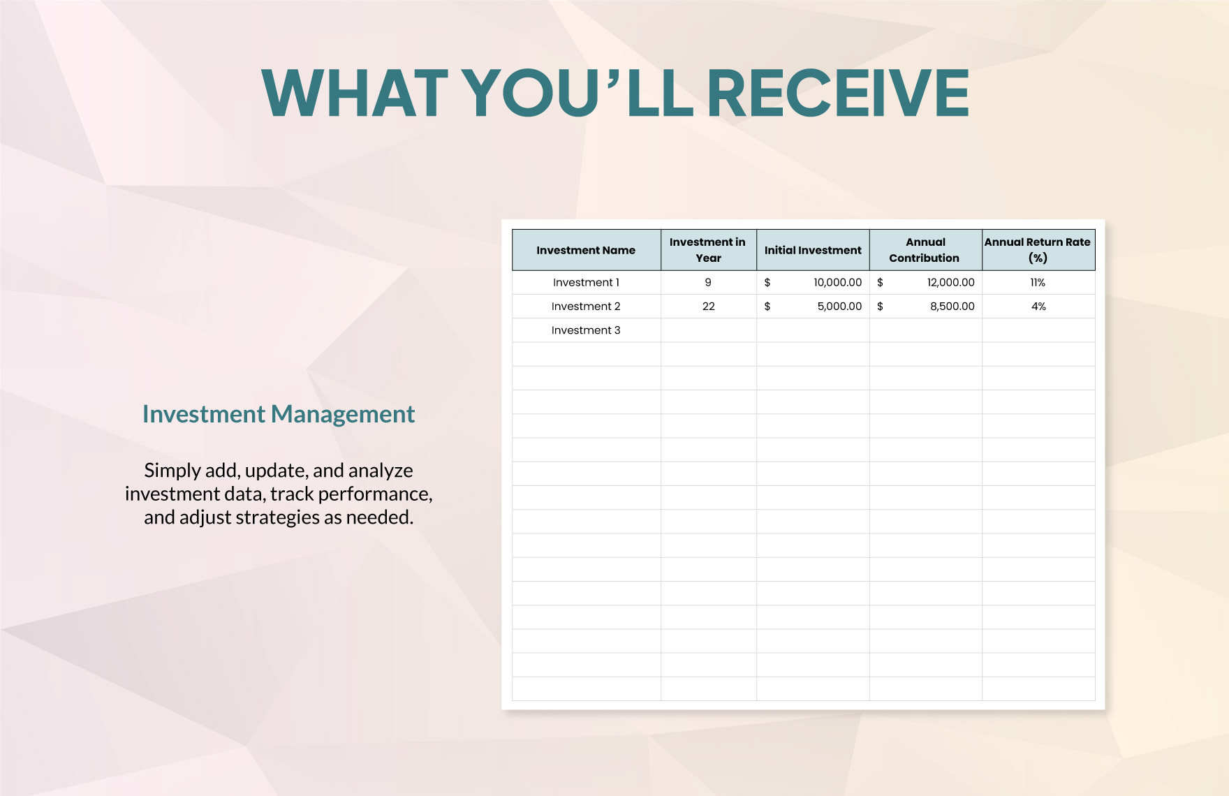 Financial Investment Yield Calculator Template