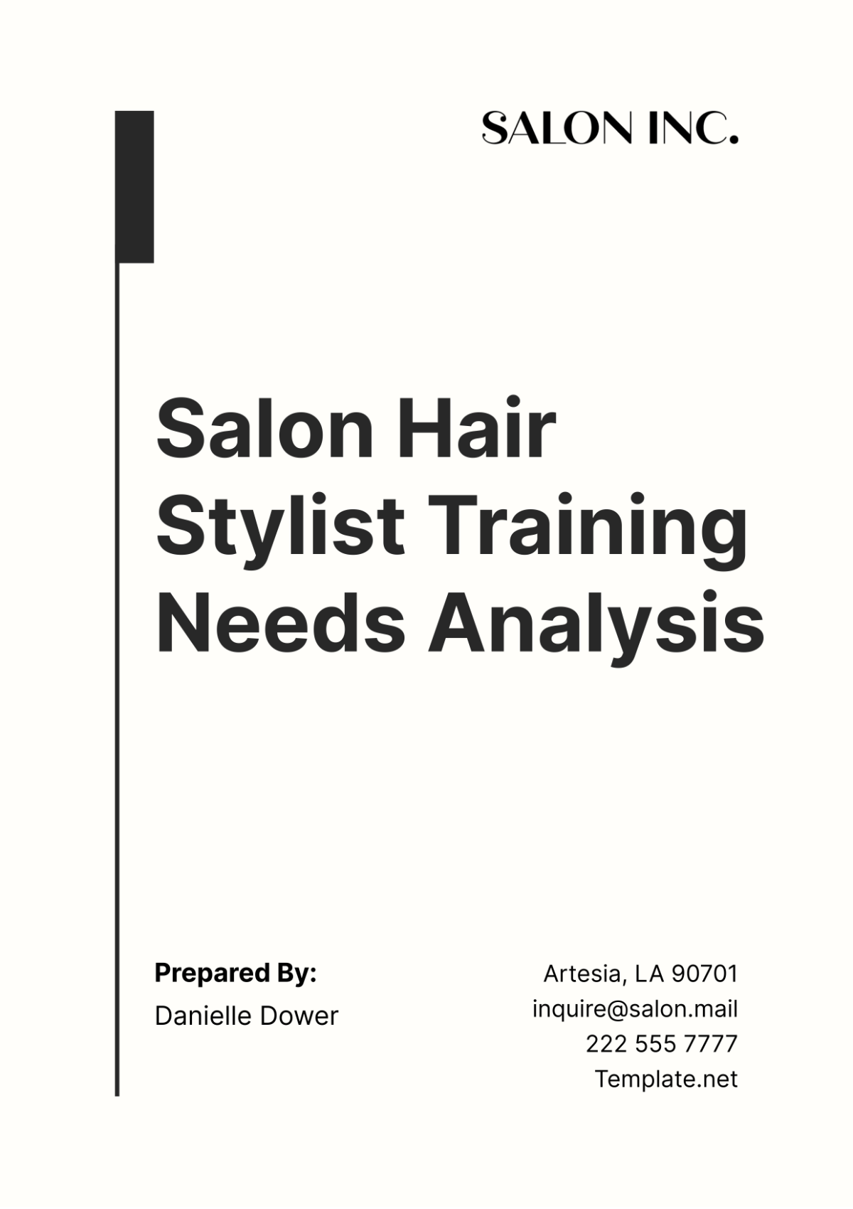 Salon Hair Stylist Training Needs Analysis Template