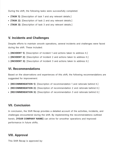 Free Shift Recap Template to Edit Online