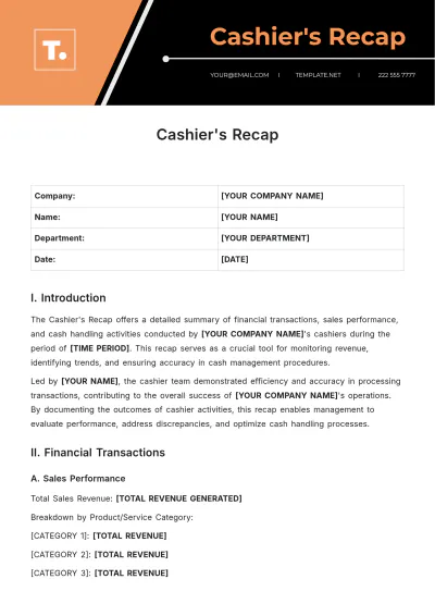 Free Cashier's Recap Template to Edit Online