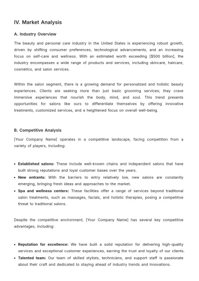 Free Salon Strategic Plan Template to Edit Online