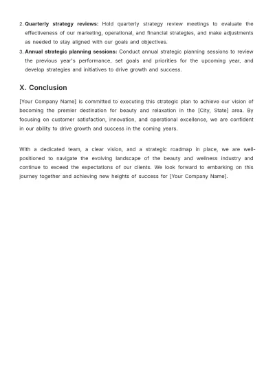 Free Salon Strategic Plan Template to Edit Online