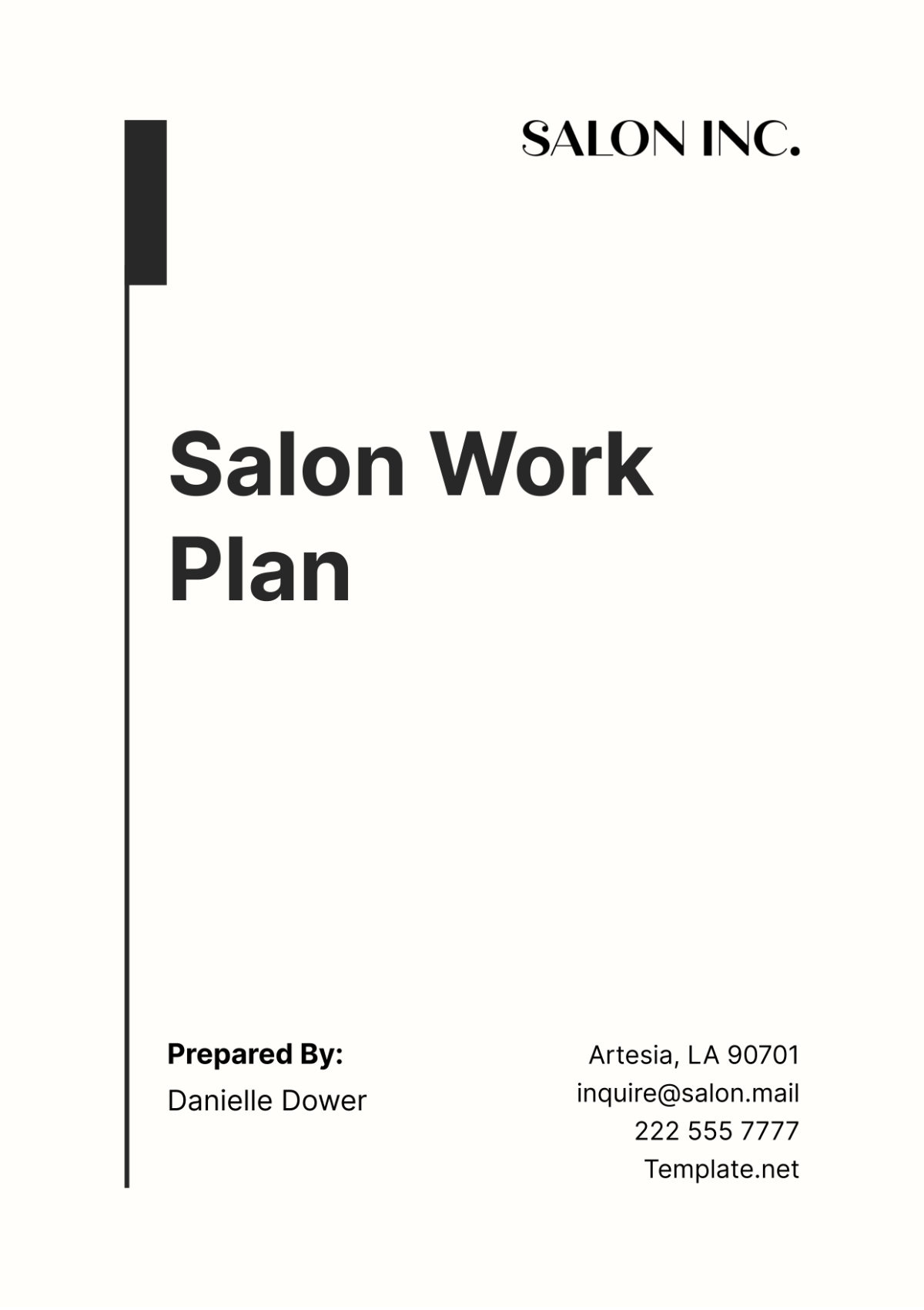 Free Salon Work Plan Template