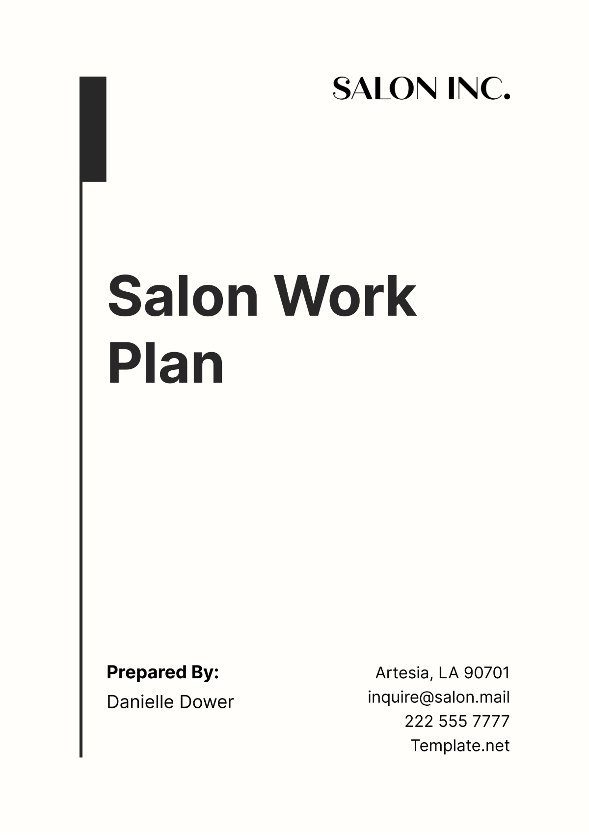 Salon Work Plan Template - Edit Online & Download