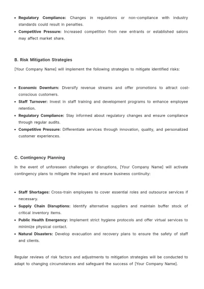Free Salon Work Plan Template to Edit Online