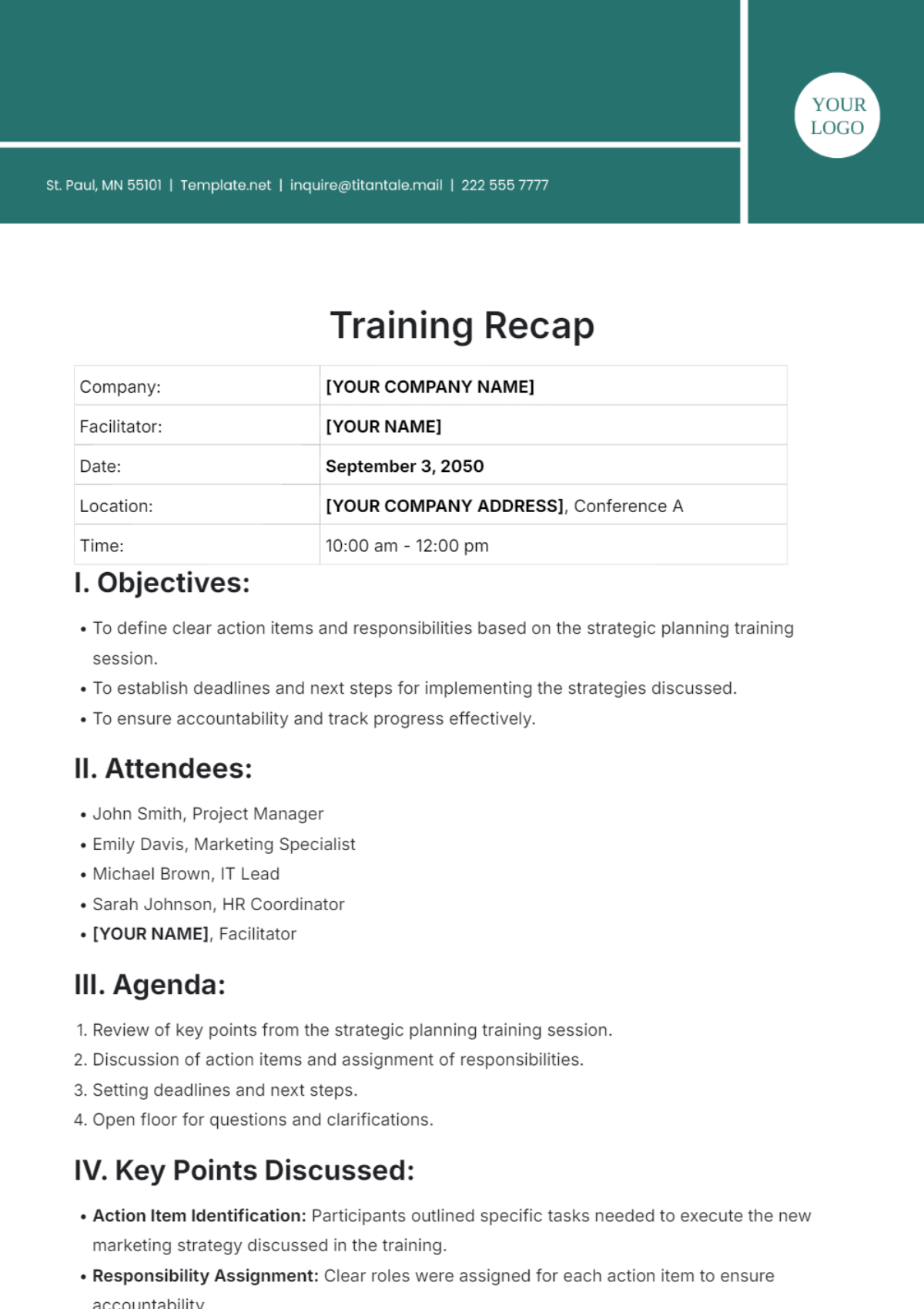 Training Recap Template - Edit Online & Download