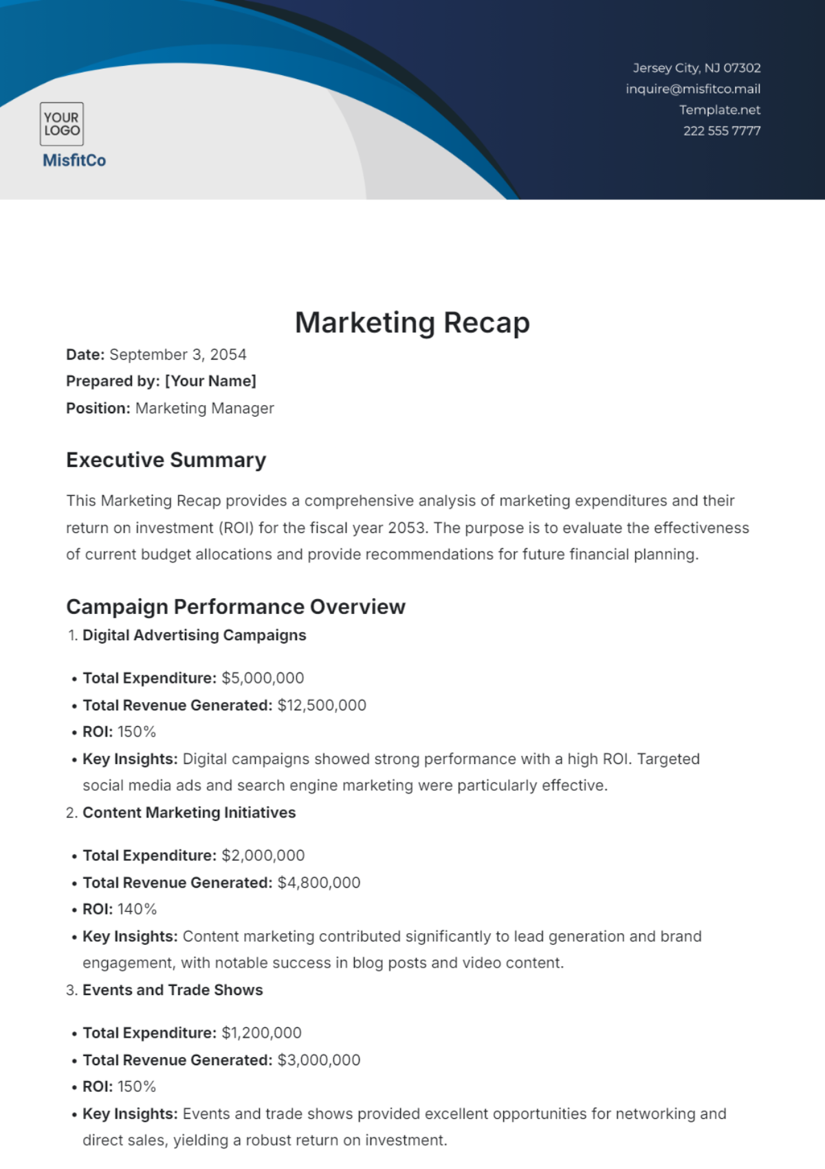 Marketing Recap Template - Edit Online & Download