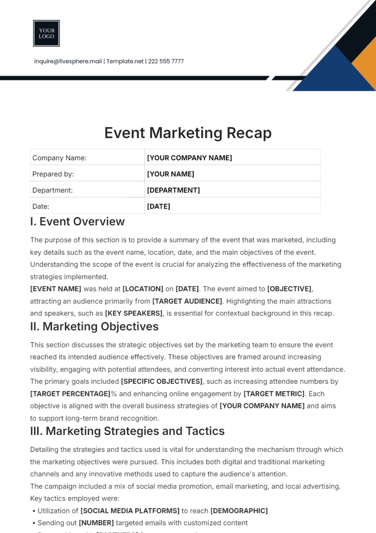 Event Marketing Recap Template - Edit Online & Download