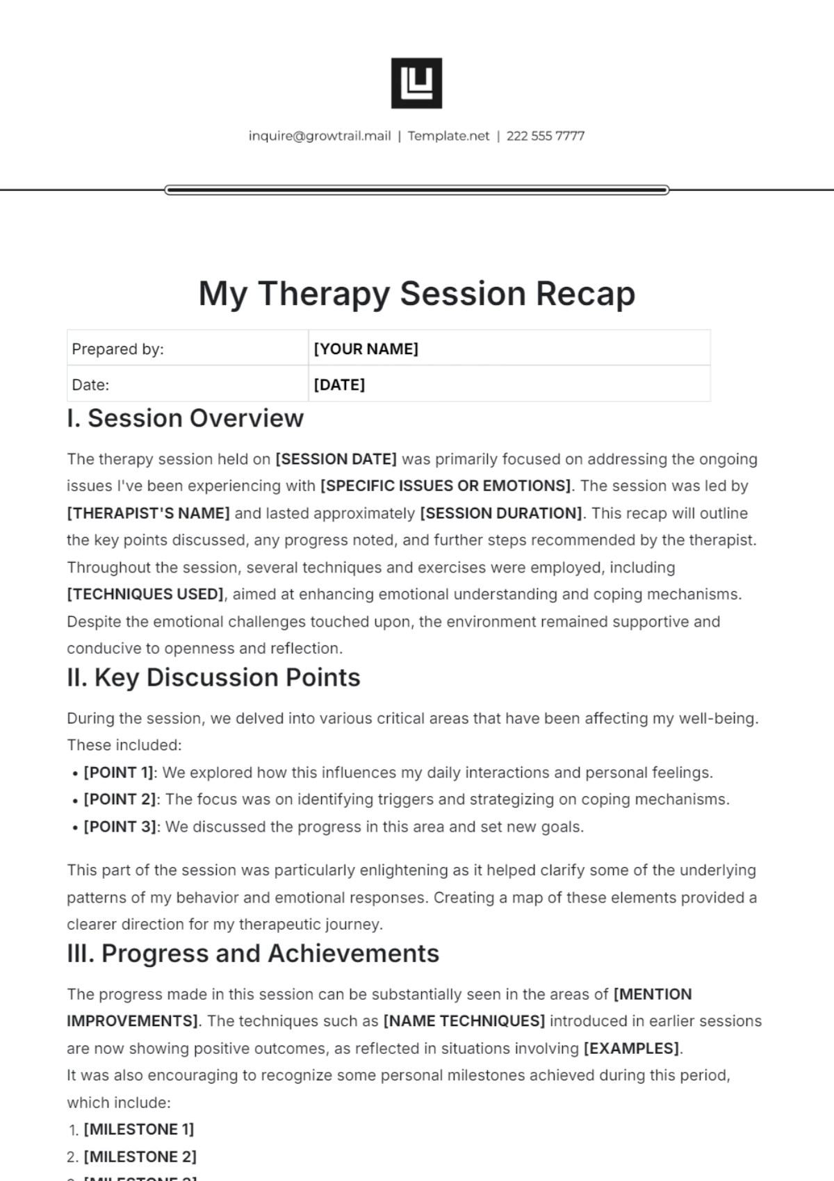 My Therapy Session Recap Template - Edit Online & Download