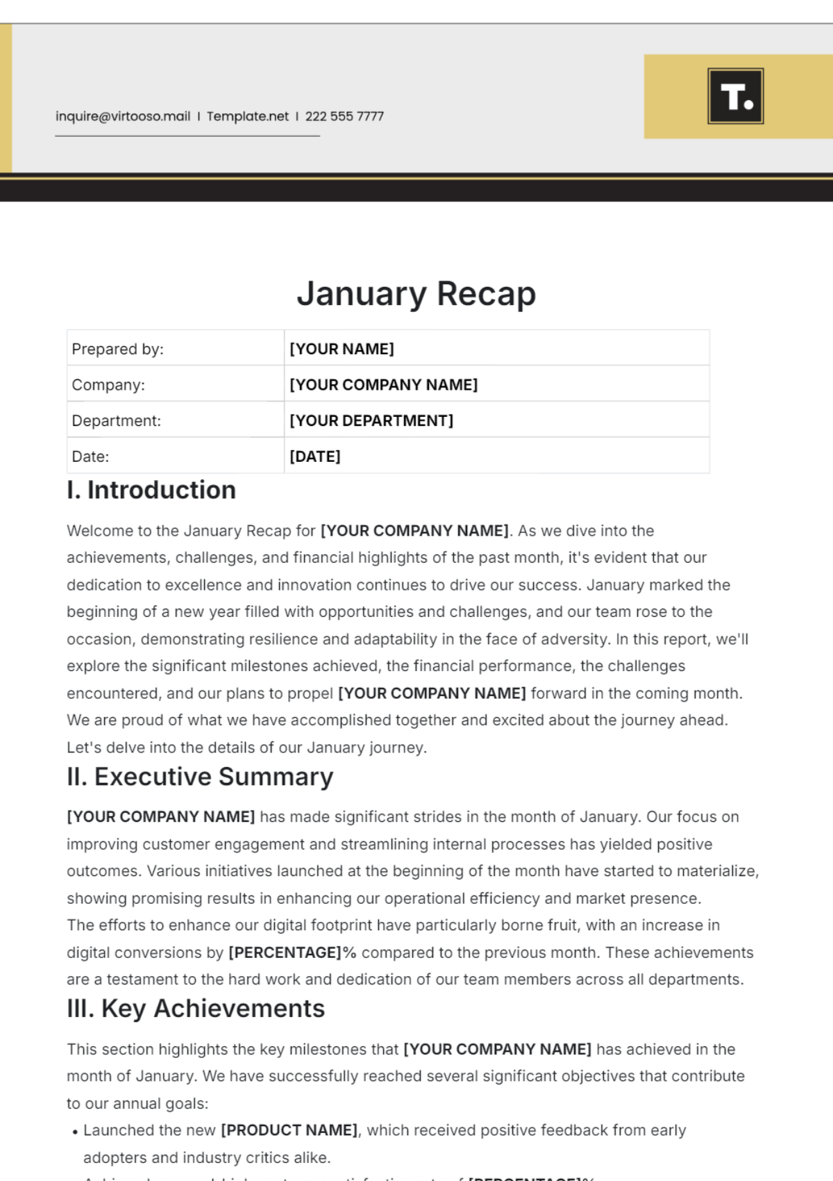 January Recap Template - Edit Online & Download