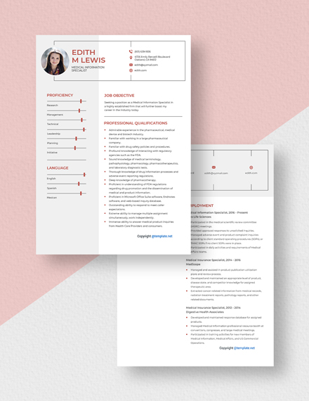 Medical Information Specialist Resume Download