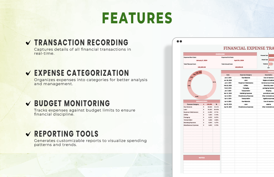 Financial Expense Tracking Template
