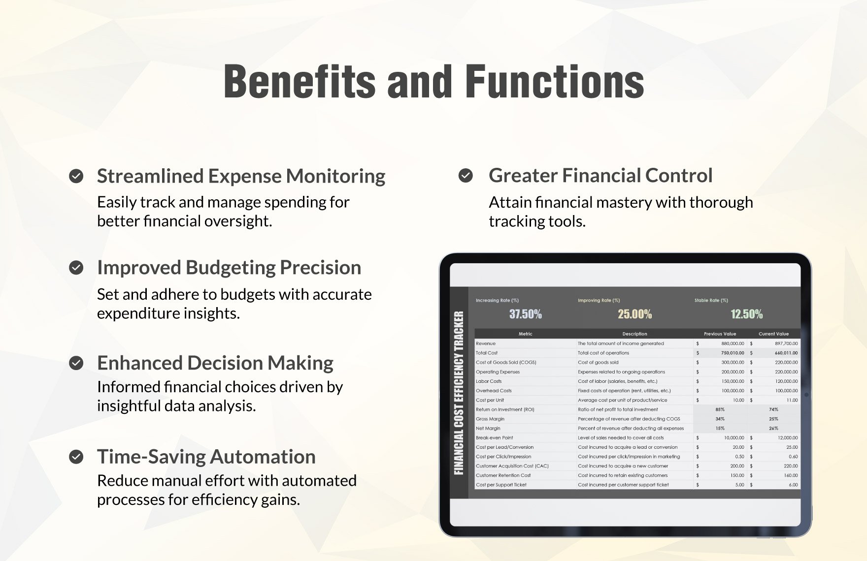 Financial Cost Efficiency Tracker Template