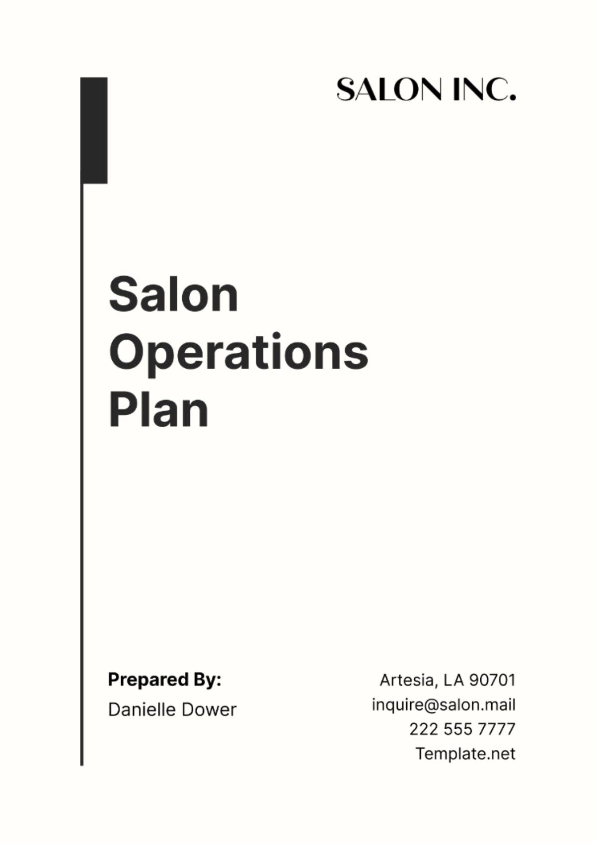 Free Salon Operations Plan Template