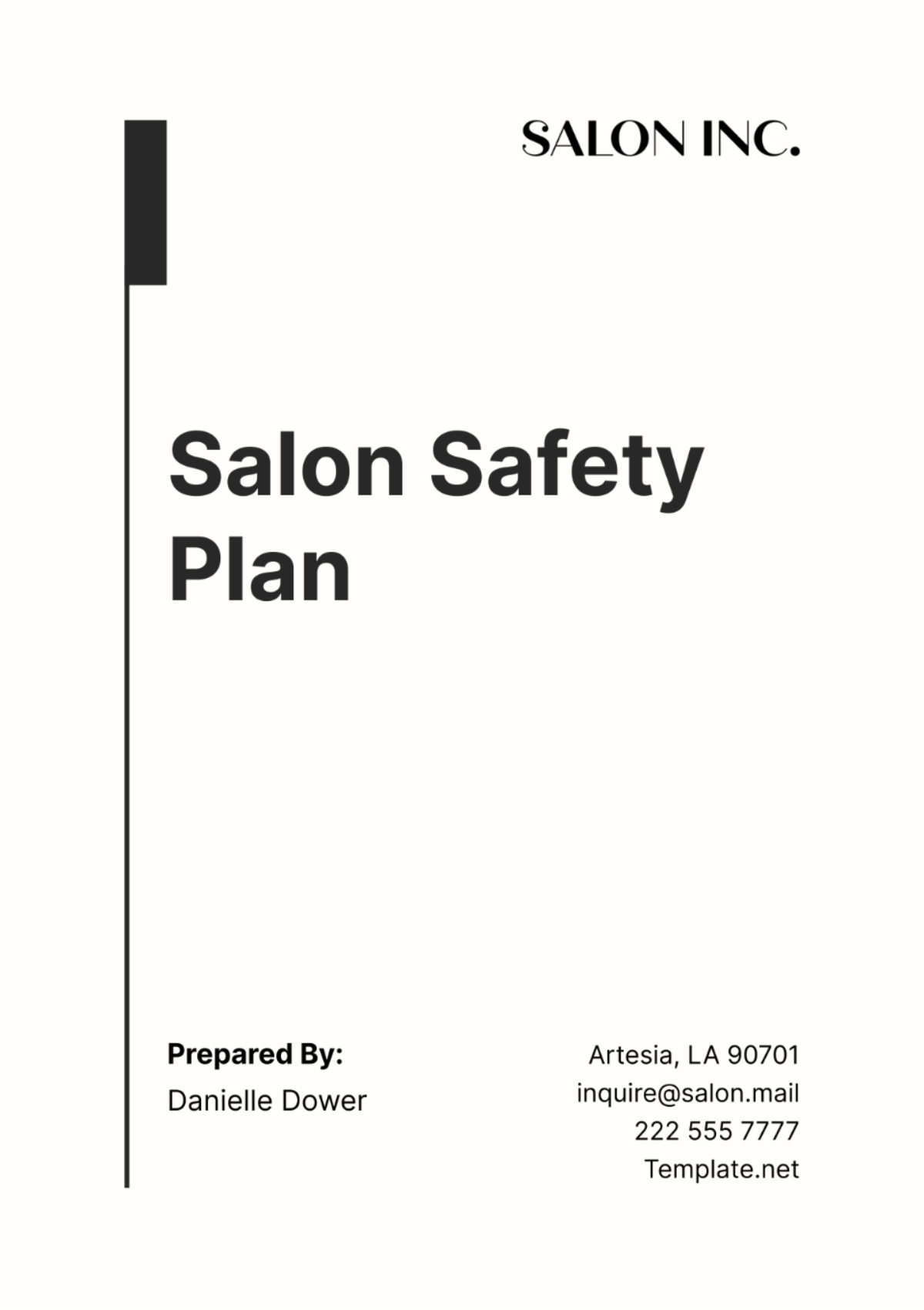 Free Salon Safety Plan Template