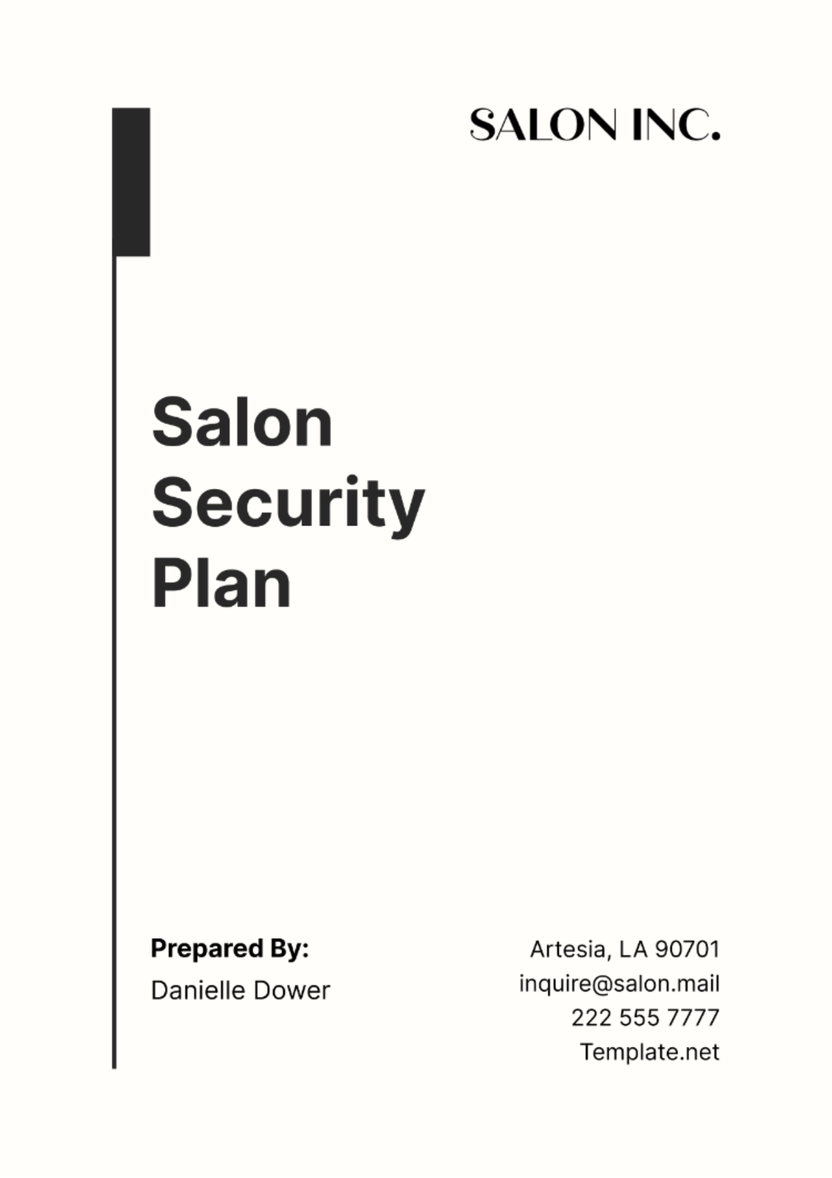 Salon Security Plan Template