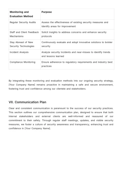 Free Salon Security Plan Template to Edit Online