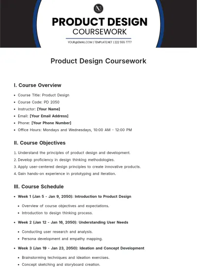 Free Product Design Coursework Template to Edit Online