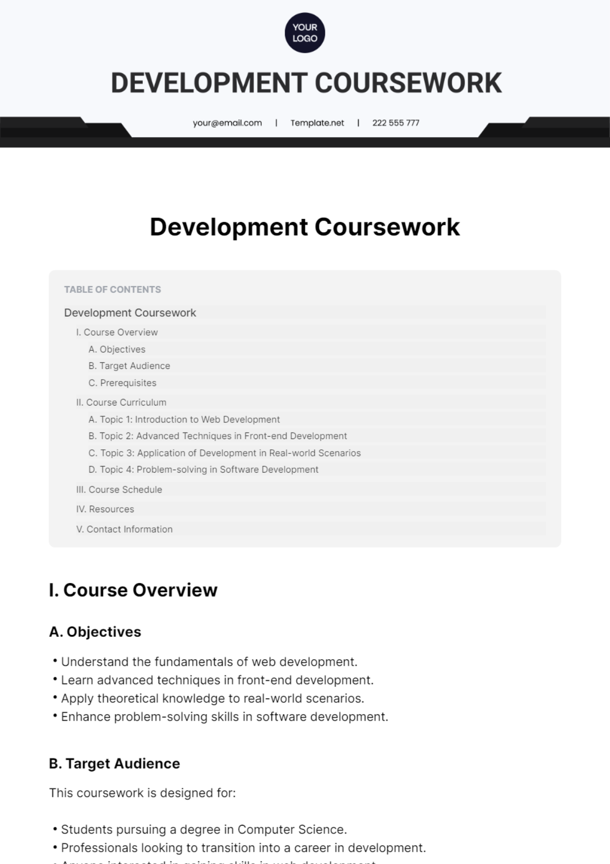 Development Coursework Template
