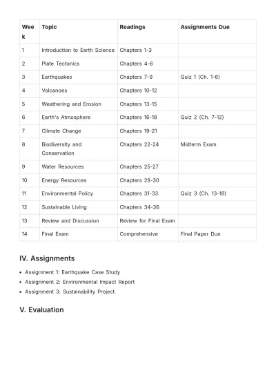 Free Earth Coursework Template to Edit Online