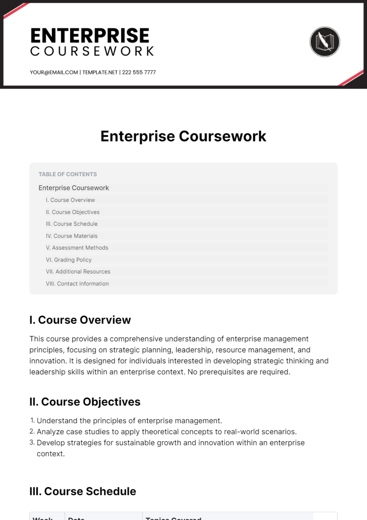 Enterprise Coursework Template