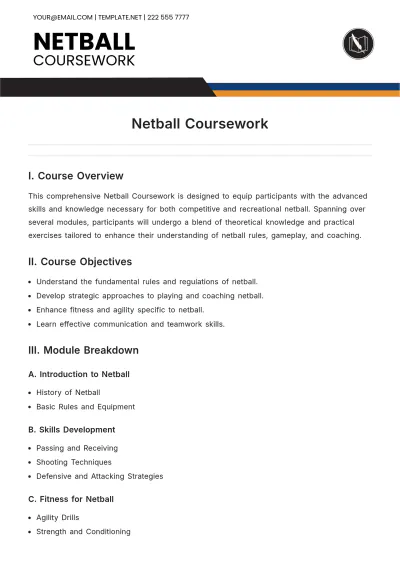 Free Netball Coursework Template to Edit Online