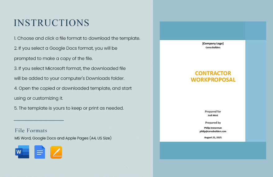 Contractor Work Proposal Template