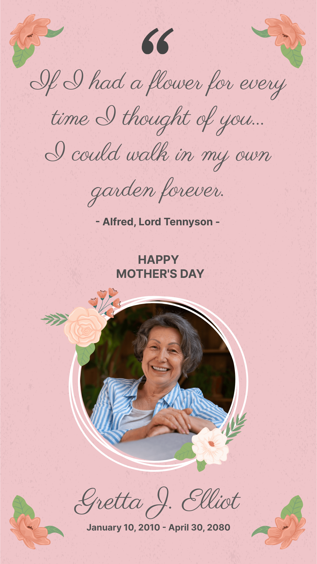 Free Mother's Day Memorial Quotes Template