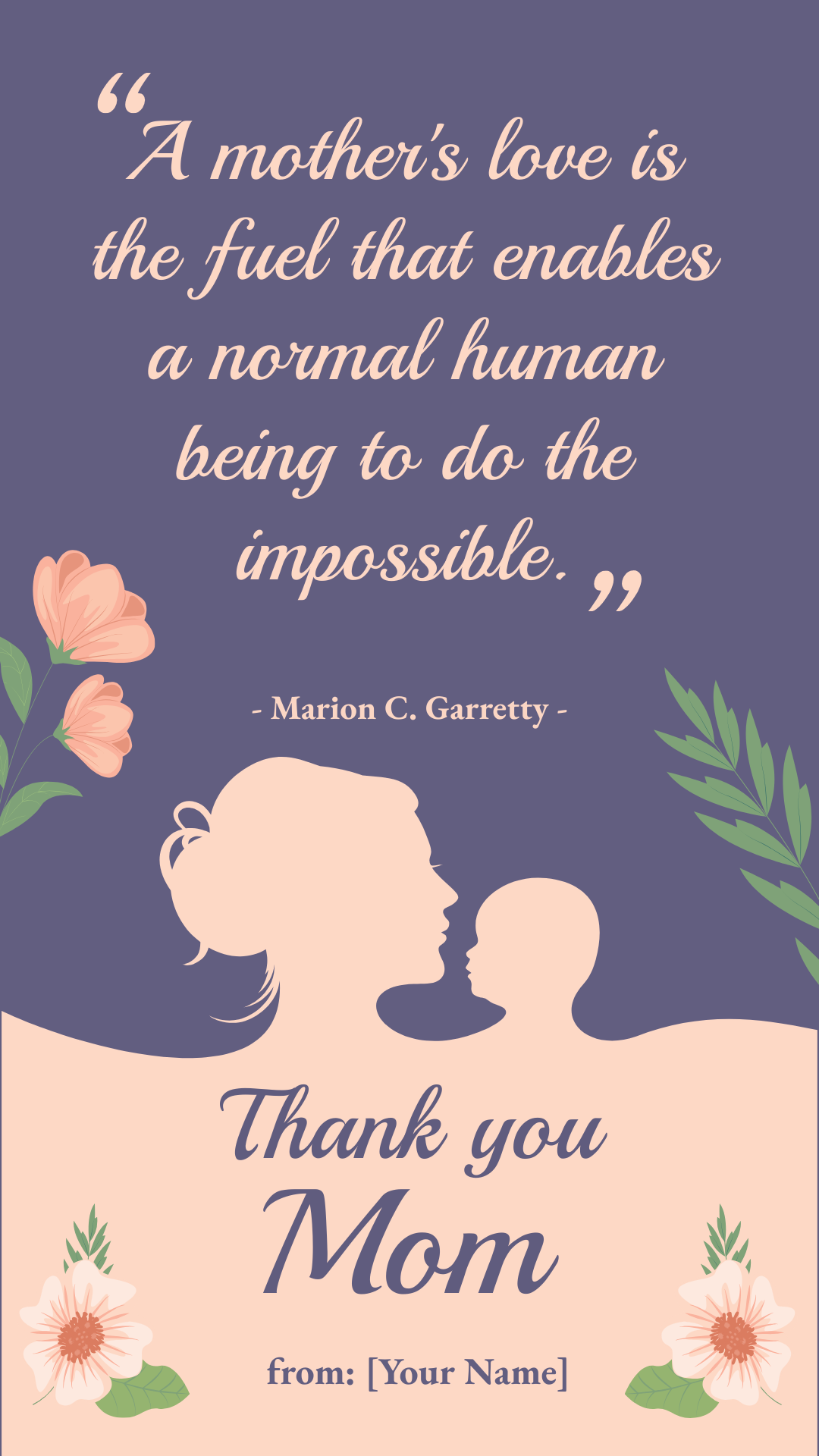 Free Mother's Day Thank you Quotes Template