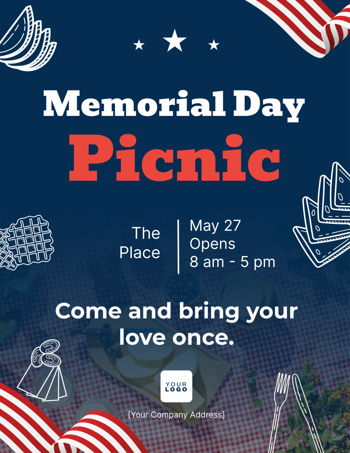 Free Memorial Day Picnic Flyer Template 