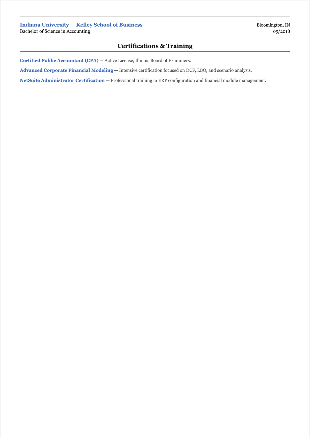Free Sample of Accountant ATS CV Template, AI CV Builder