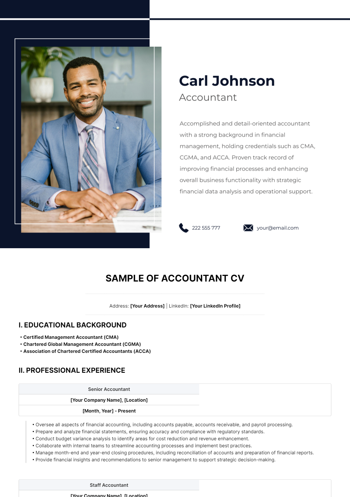 Sample of Accountant CV Template - Edit Online & Download