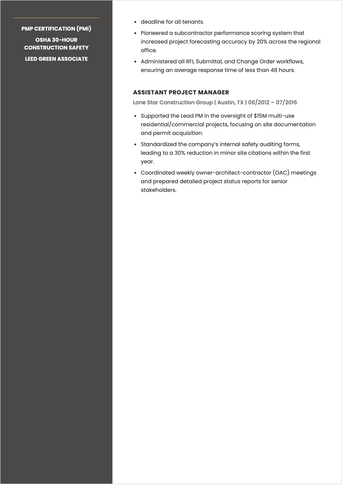 Free One Page Professional ATS CV Template, AI CV Builder