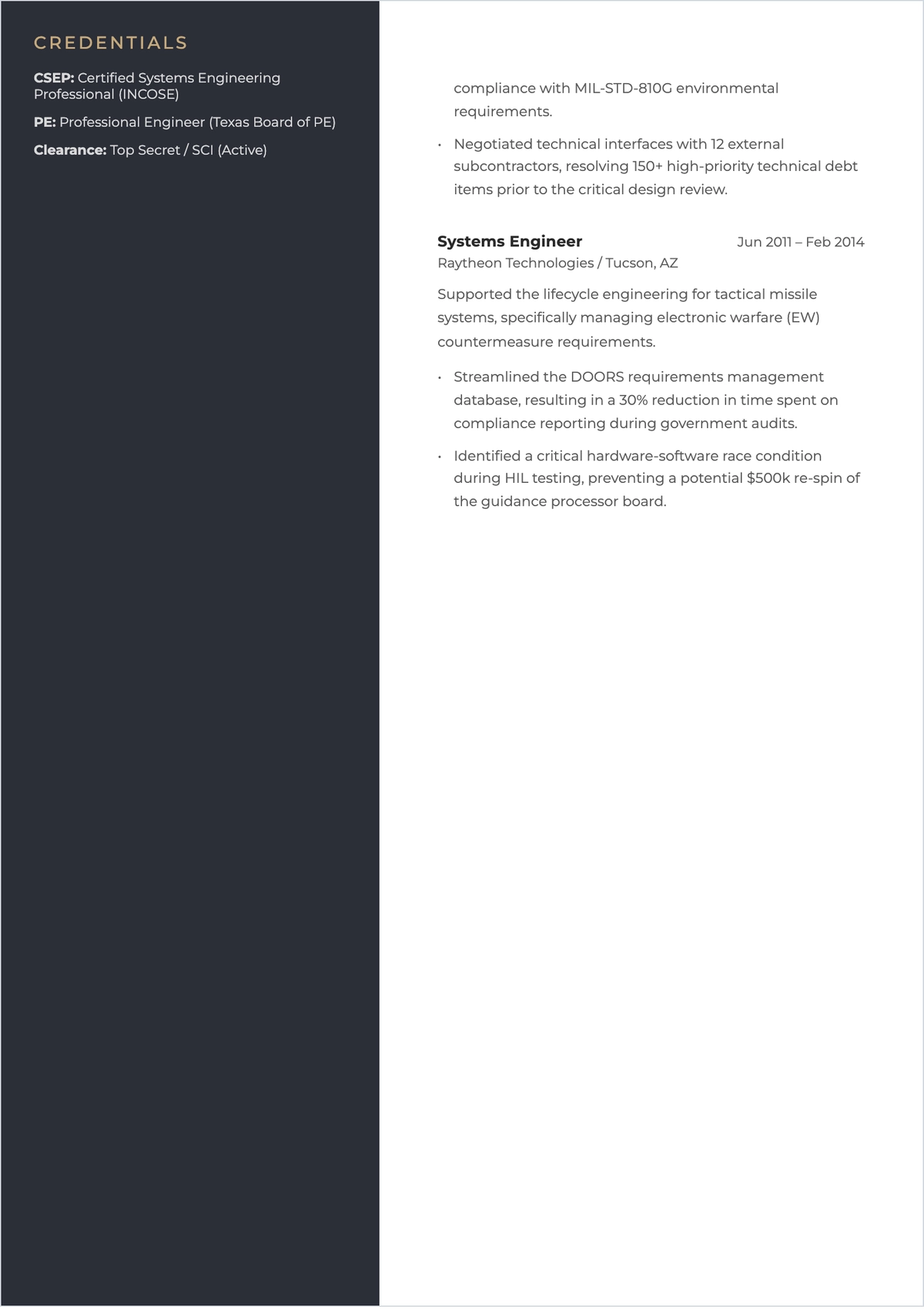 Free One Page Engineer ATS CV Template, AI CV Builder