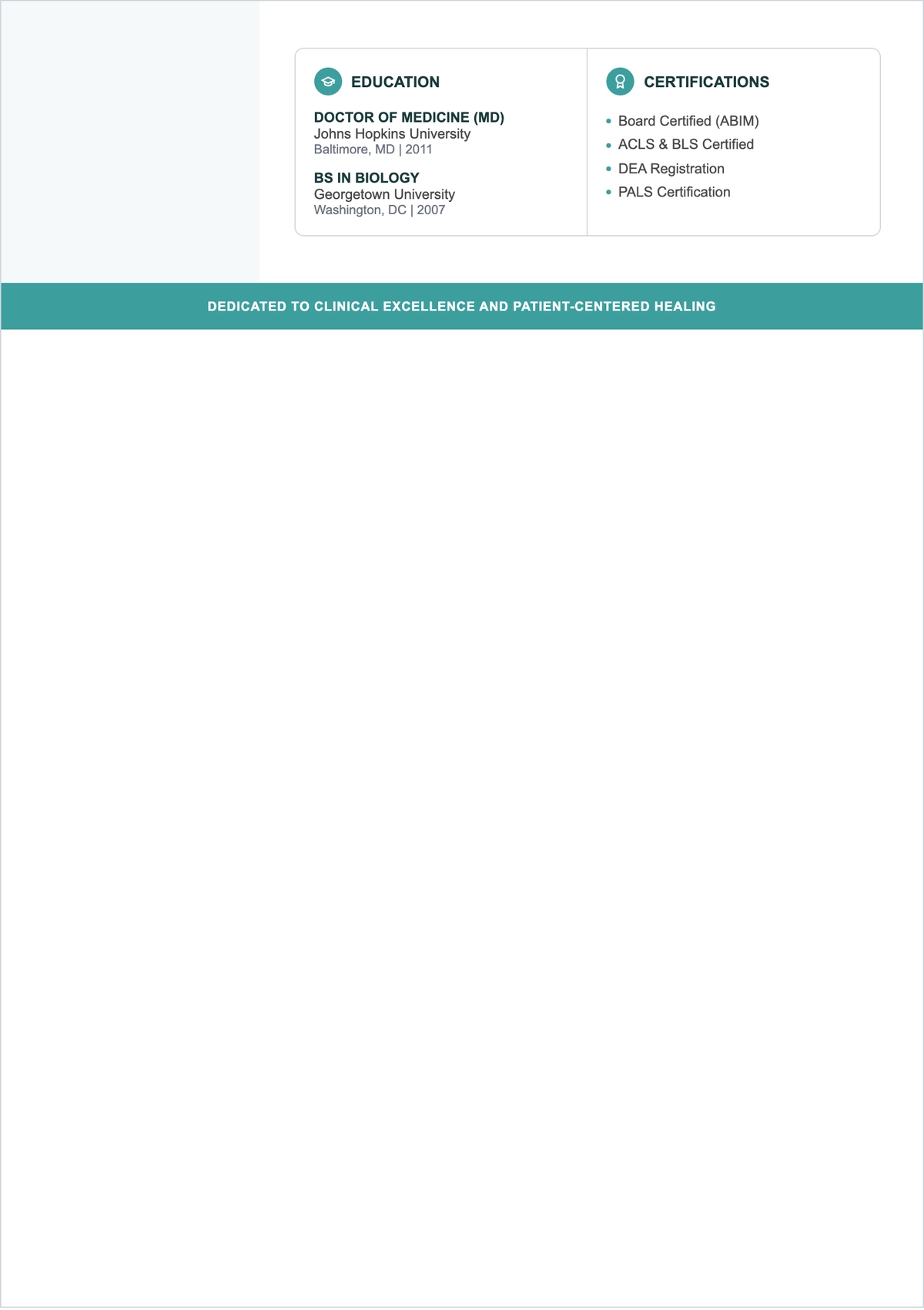 Free Medical Doctor ATS CV Template, AI CV Builder