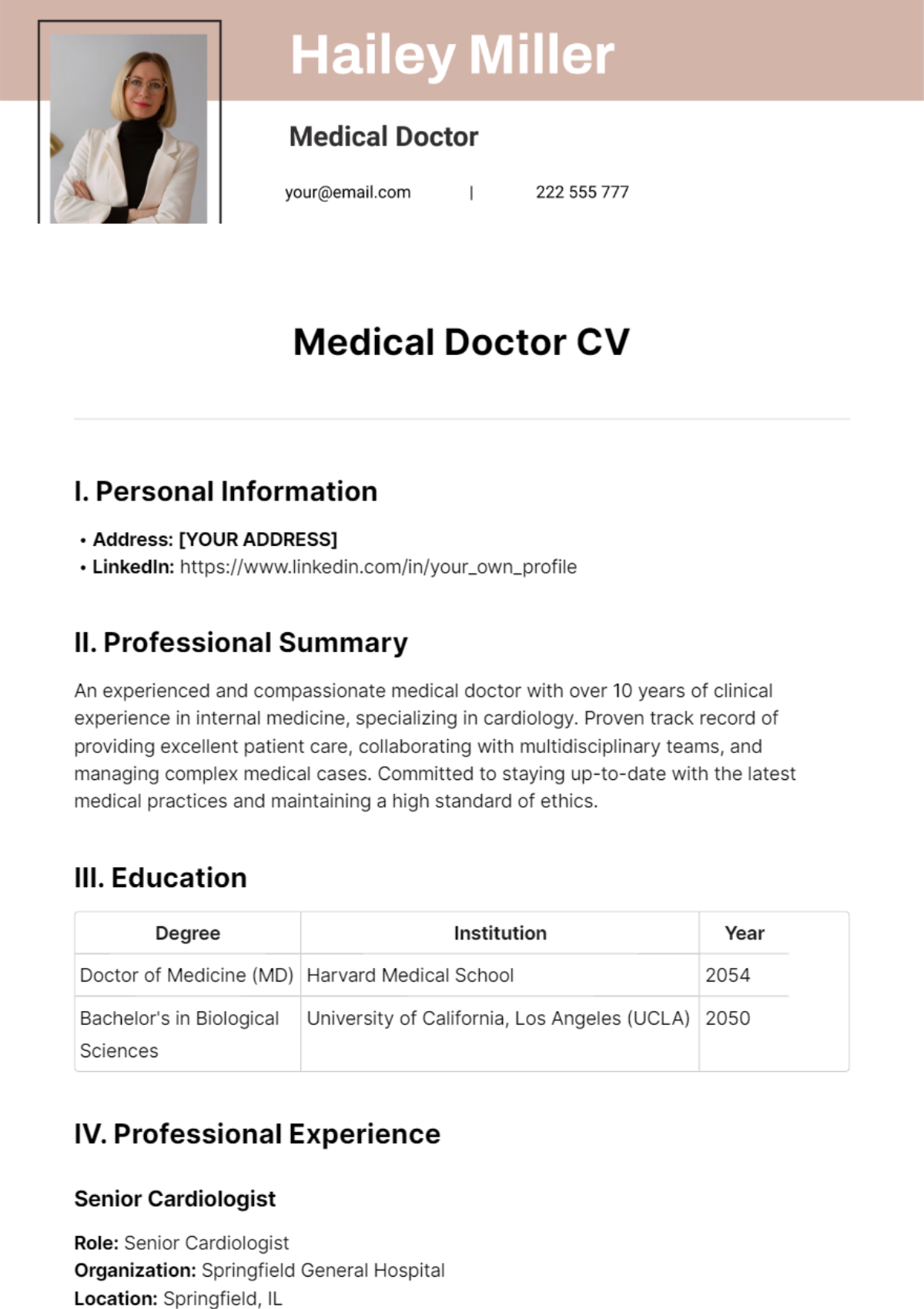 Medical Doctor CV Template