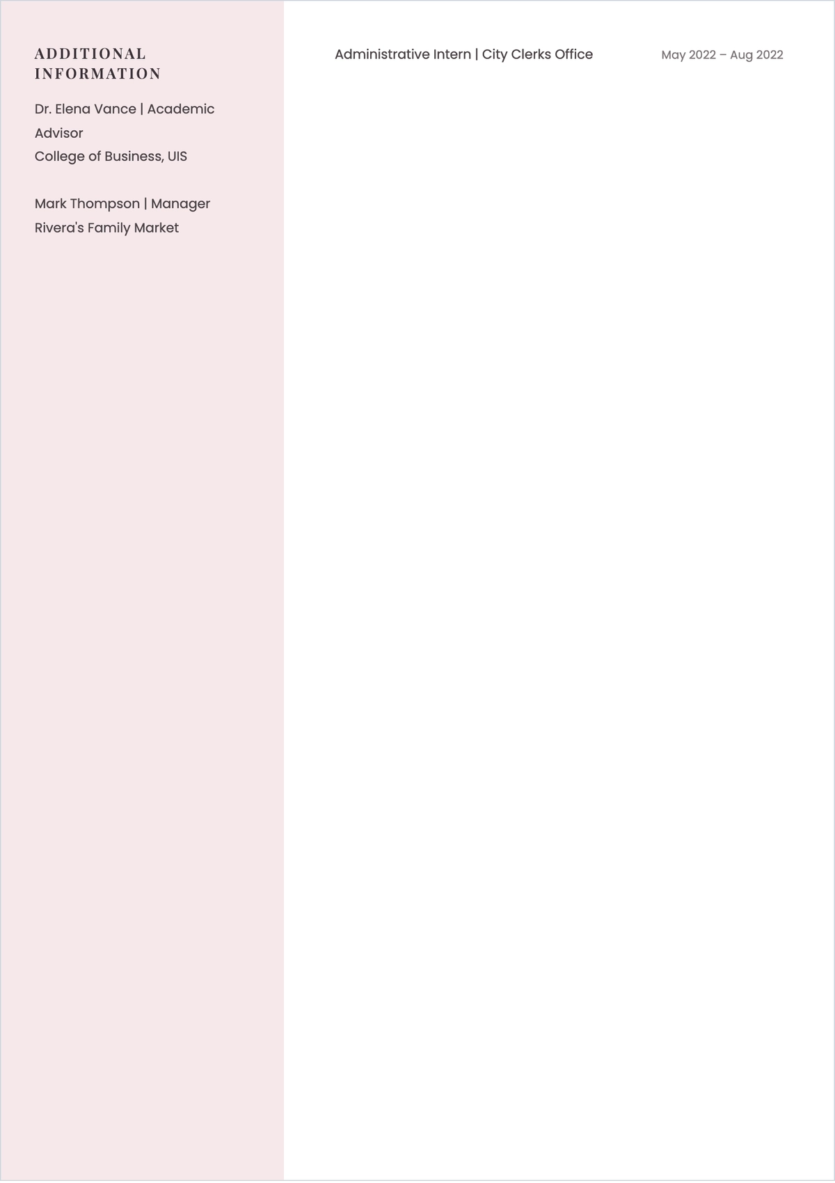 Free Beginner ATS CV for Students Template, AI CV Builder